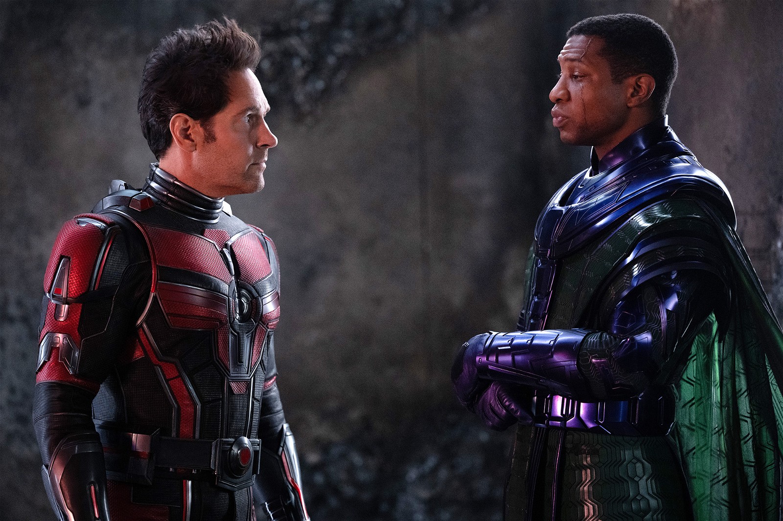 Paul Rudd and Jonathan Majors in Ant-Man and the Wasp: Quantumania.