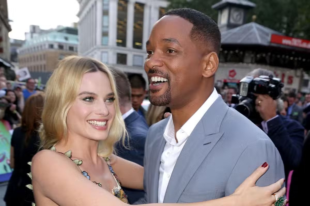 Margot Robbie and Will Smith on the Suicide Squad red carpet premiere
