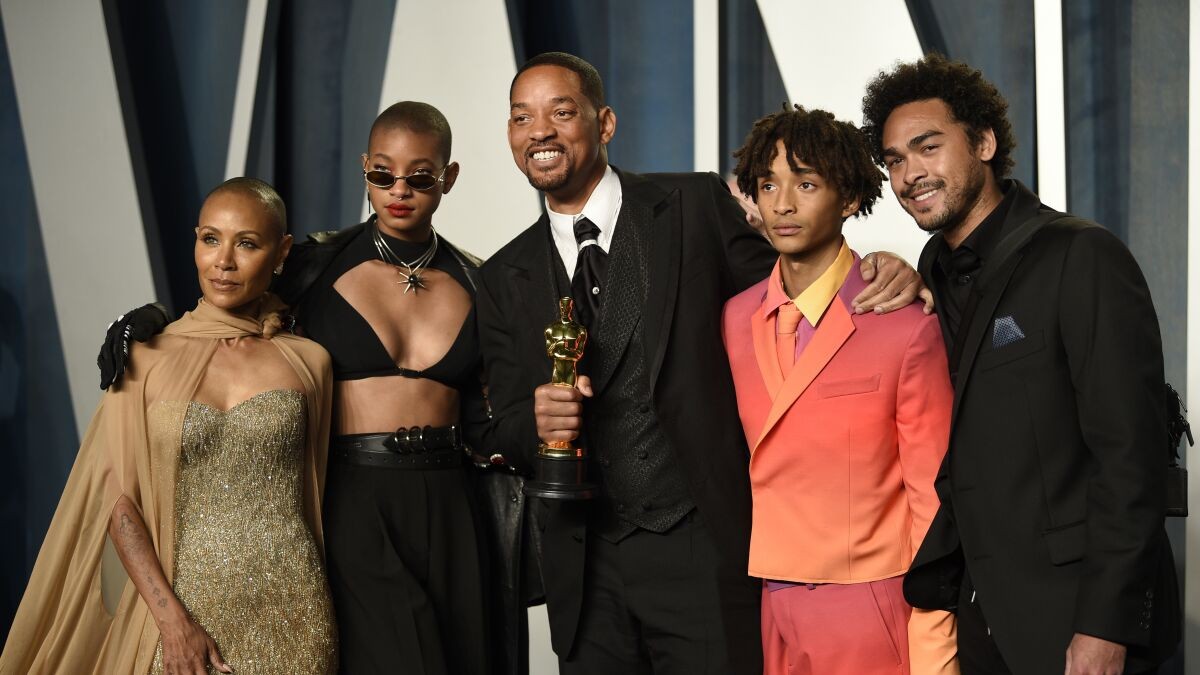 The Smith family pose at the Oscars