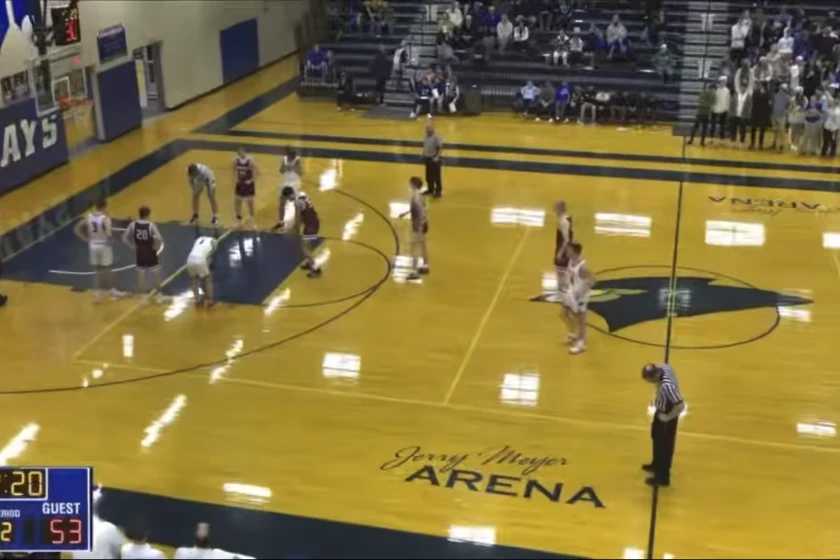 A screenshot from video during Jan. 31 basketball game between Jamestown and Bismarck high schools.