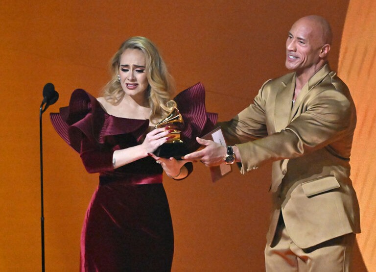 The Rock presented the Grammy for Best Pop Solo Performance to Adele