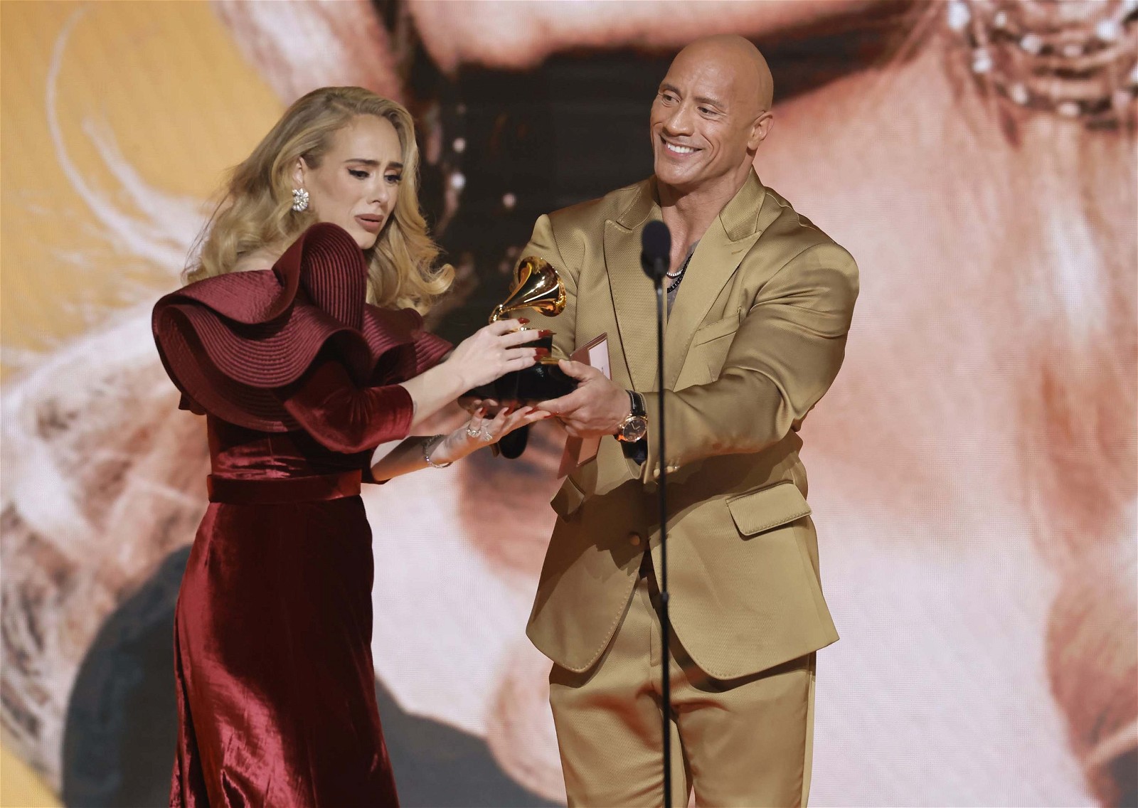 Adele was finally able to meet The Rock at the Grammys.