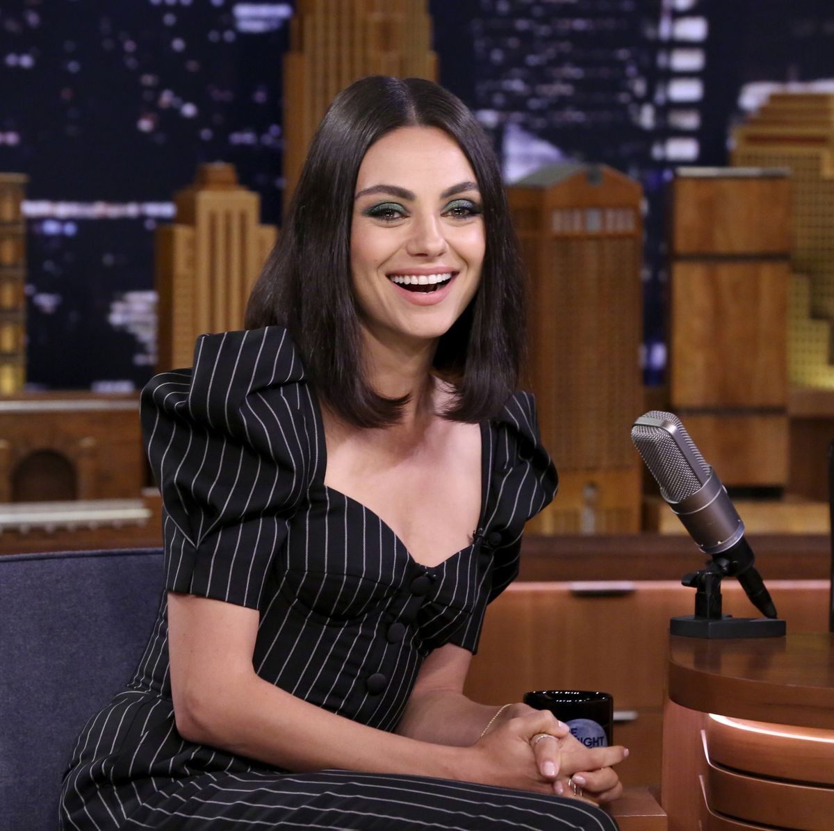Mila Kunis as a guest on the Tonight Show