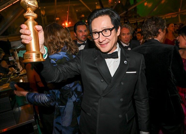 Ke Huy Quan celebrates his Golden Globe win