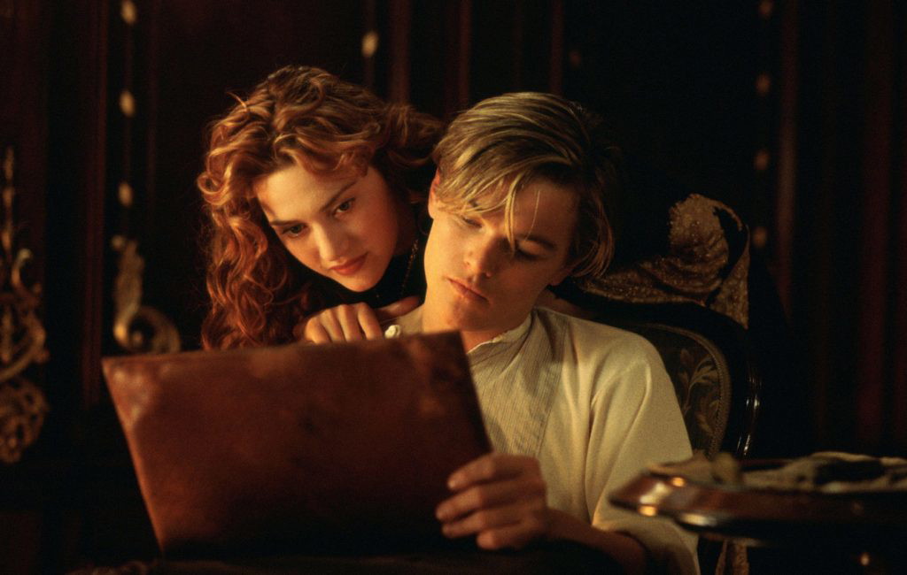 Leonardo DiCaprio with Kate Winslet in Titanic 
