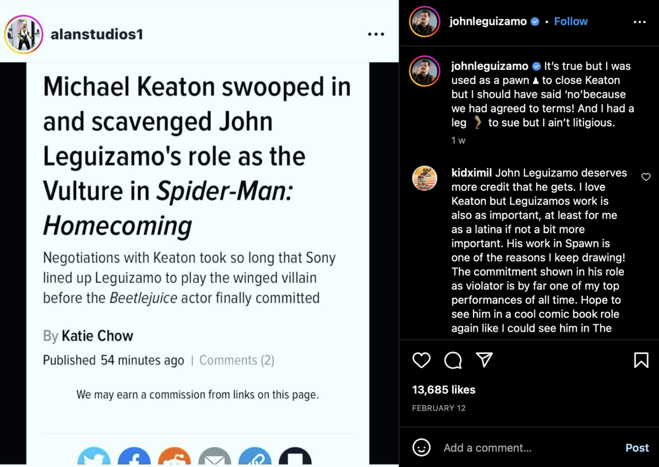 John Leguizamo confirms Marvel used him as a pawn via Instagram