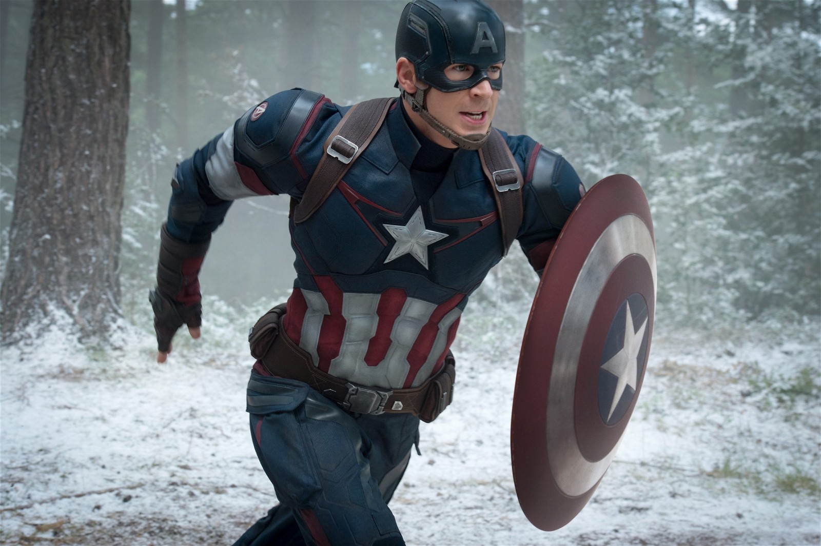 Chris Evans as Captain America in the MCU.