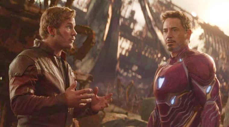 Chris Pratt and Robert Downey Jr in Avengers: Infinity Wars