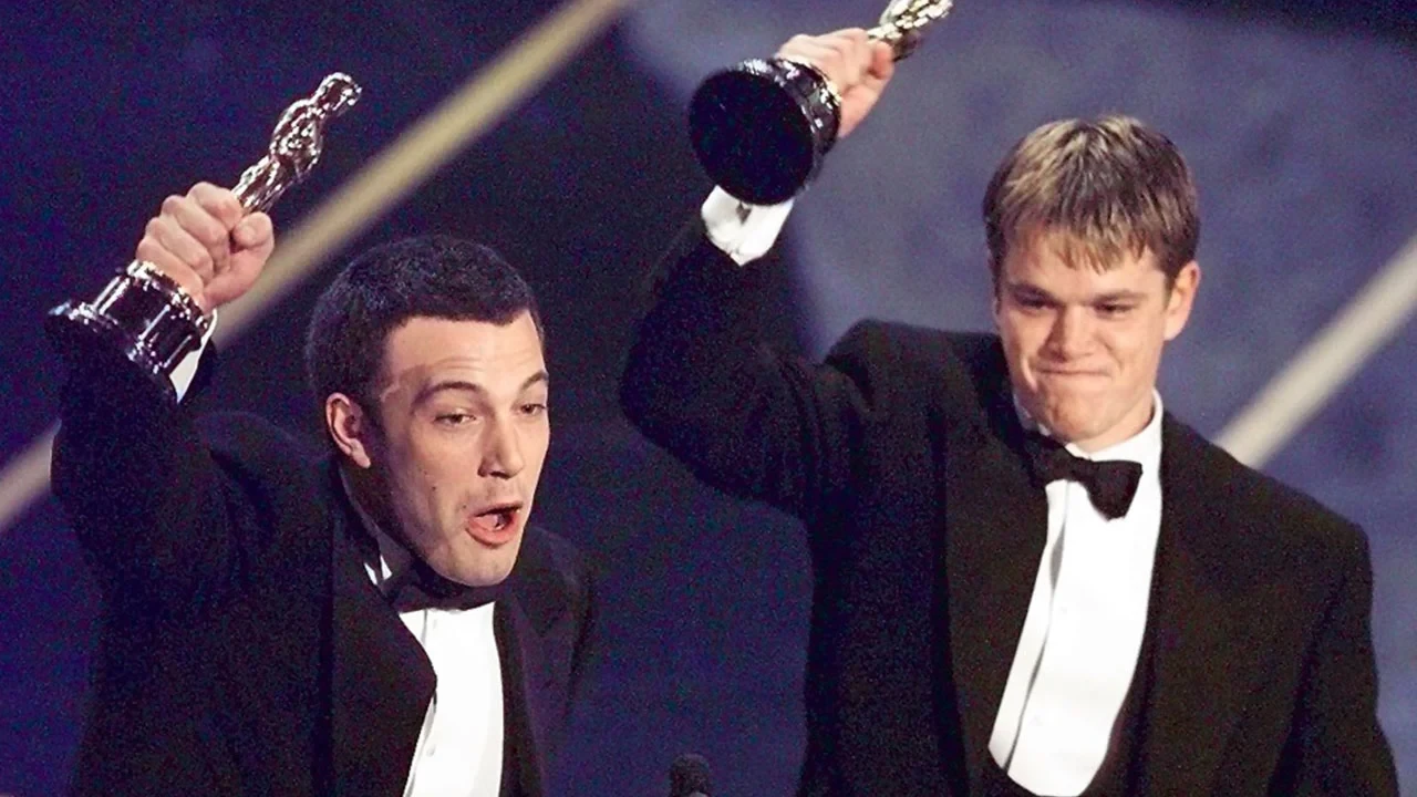 Matt Damon and Ben Affleck during their 1997 Oscars Speech
