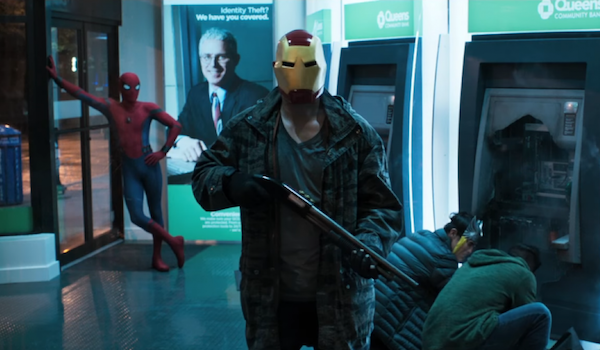 Peter Parker stops a bank robbery in Spider-Man- Homecoming