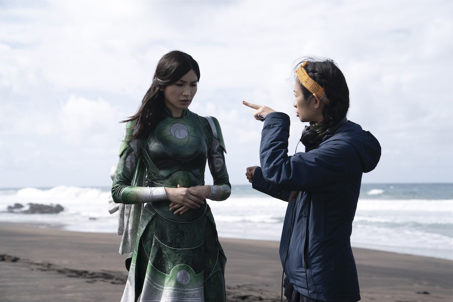 Chloé Zhao on the set of Eternals