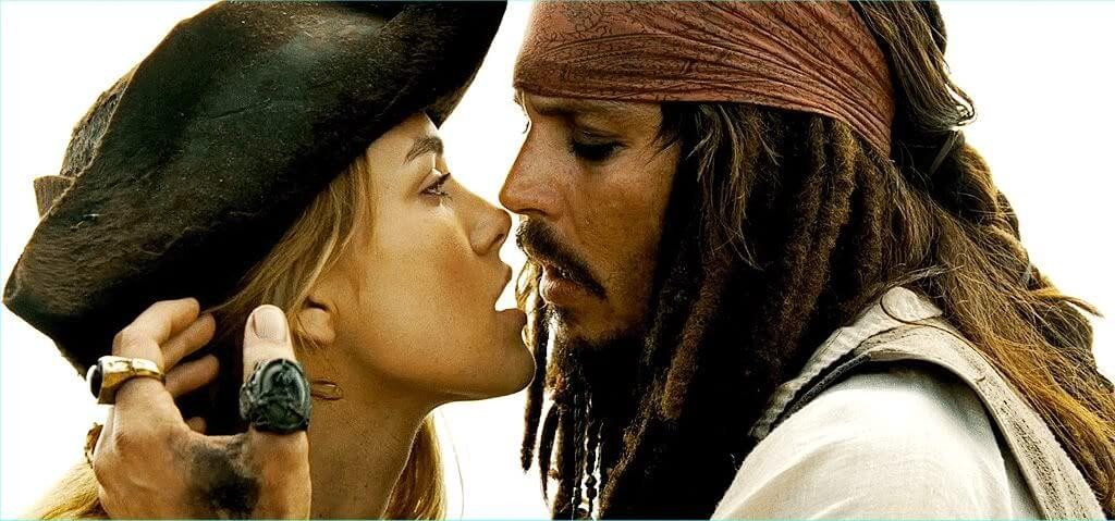 Keira Knightley and Johnny Depp in Pirates of the Caribbean movie