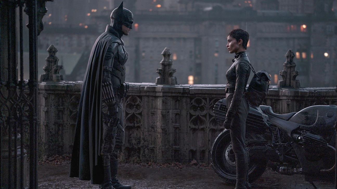 Robert Pattinson and Zoe Kravitz in a still from The Batman