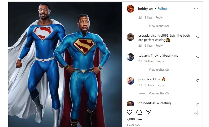 Michael B. Jordan and Jonathan Majors in a fan artwork. Pic credits: bobby_art on Instagram