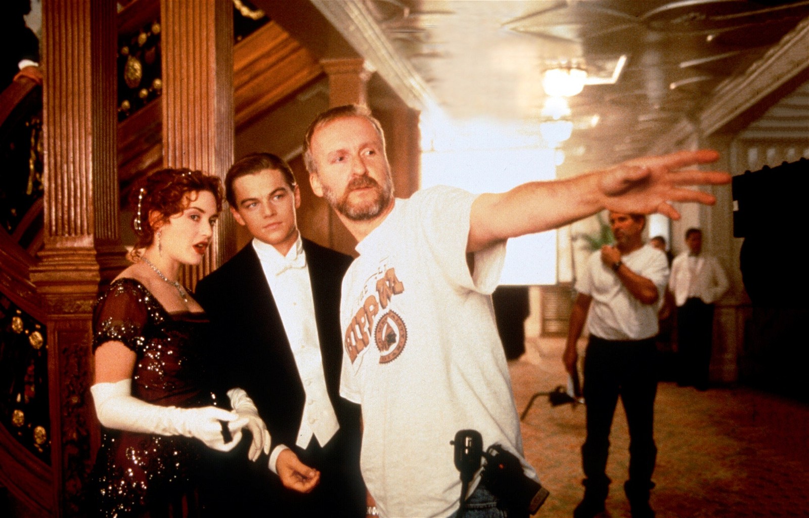 James Cameron on the sets of Titanic (1997)