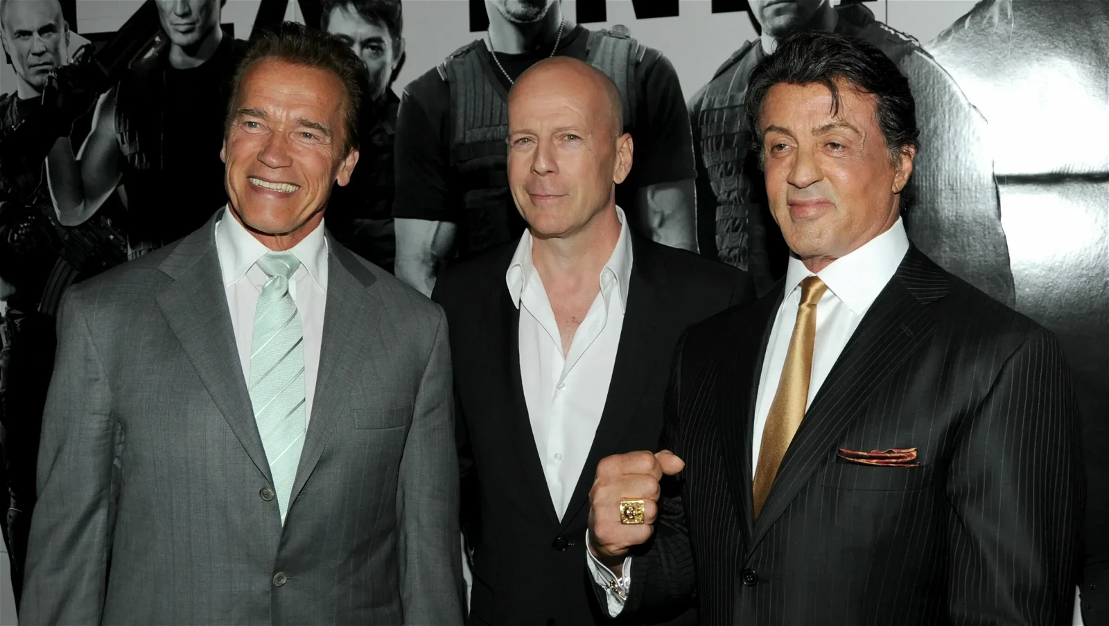 Arnold Schwarzenegger, Bruce Willis, and Sylvester Stallone