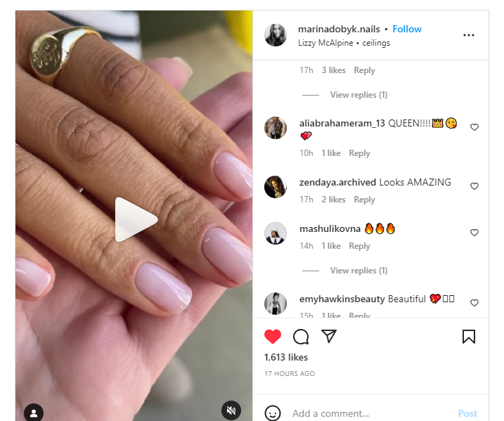 Zendaya had her nails done. Pic credits- marinadobyk.nails on Instagram