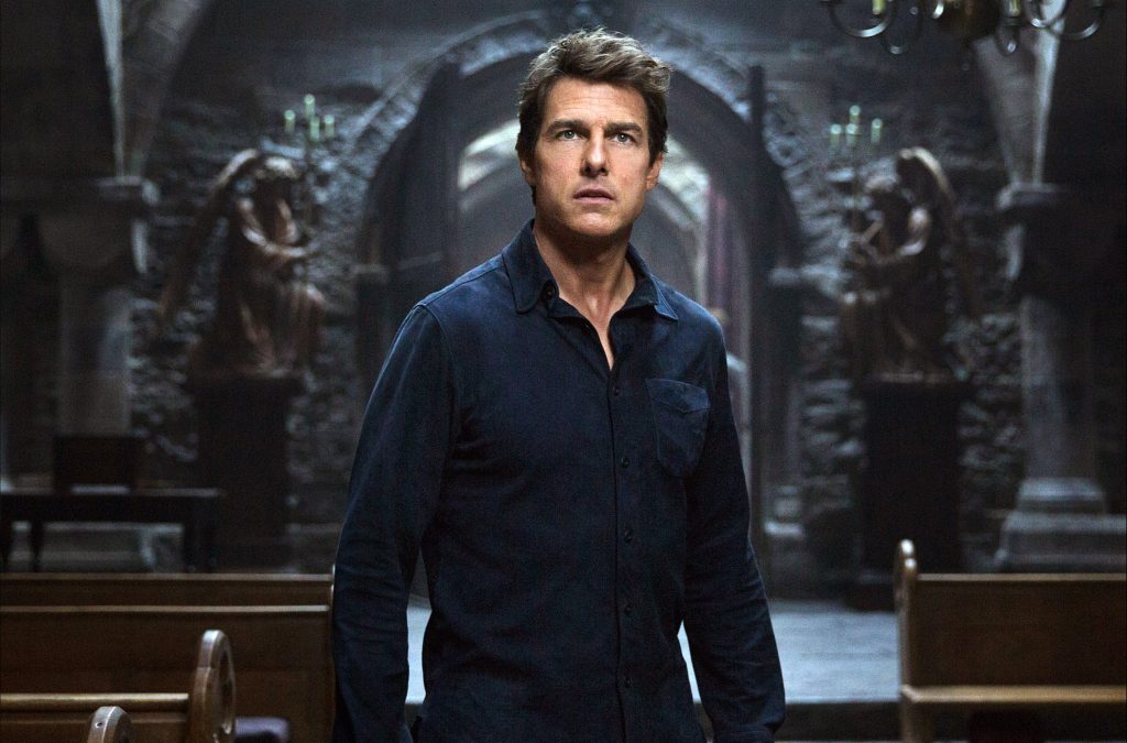 Tom Cruise standing in shock in a still from The Mummy