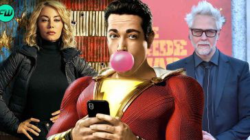 zachary levi as shazam, jennifer holland and james gunn