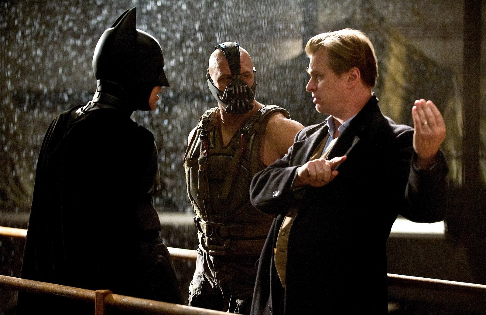 Christopher Nolan on the sets of The Dark Knight Rises