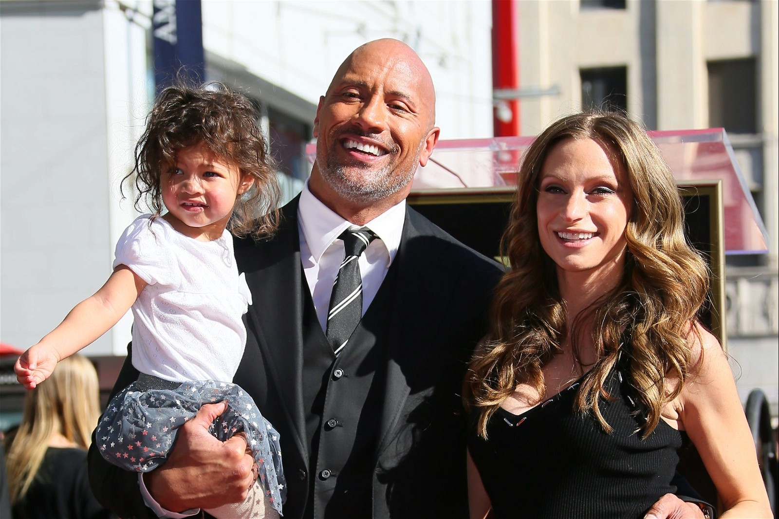 Dwayne Johnson with his daughter and Wife