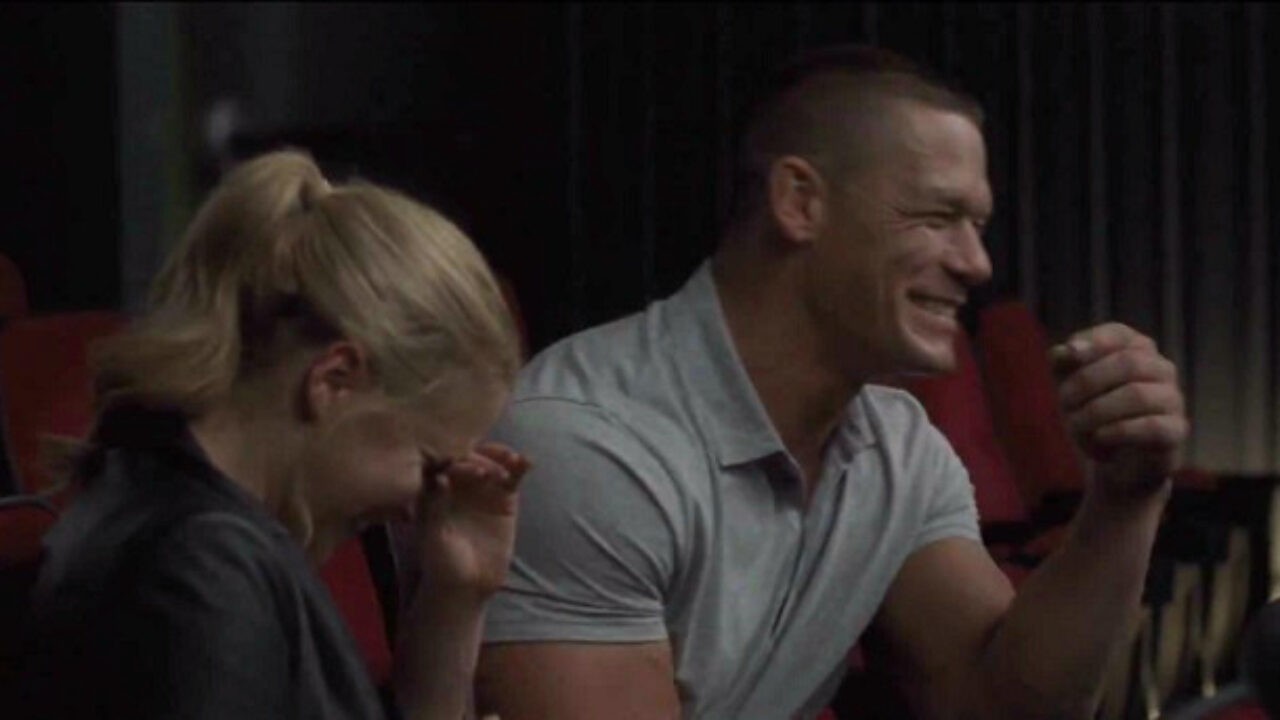 John Cena and Amy Schumer behind the scenes of Trainwreck