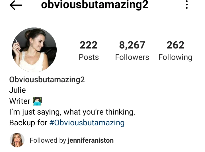 The controversial account Jennifer Aniston follows