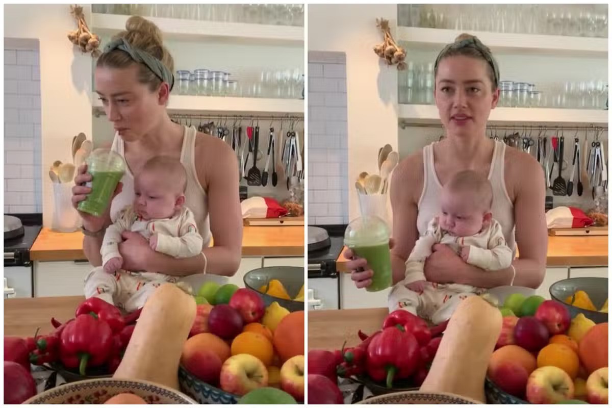 Amber Heard with her daughter