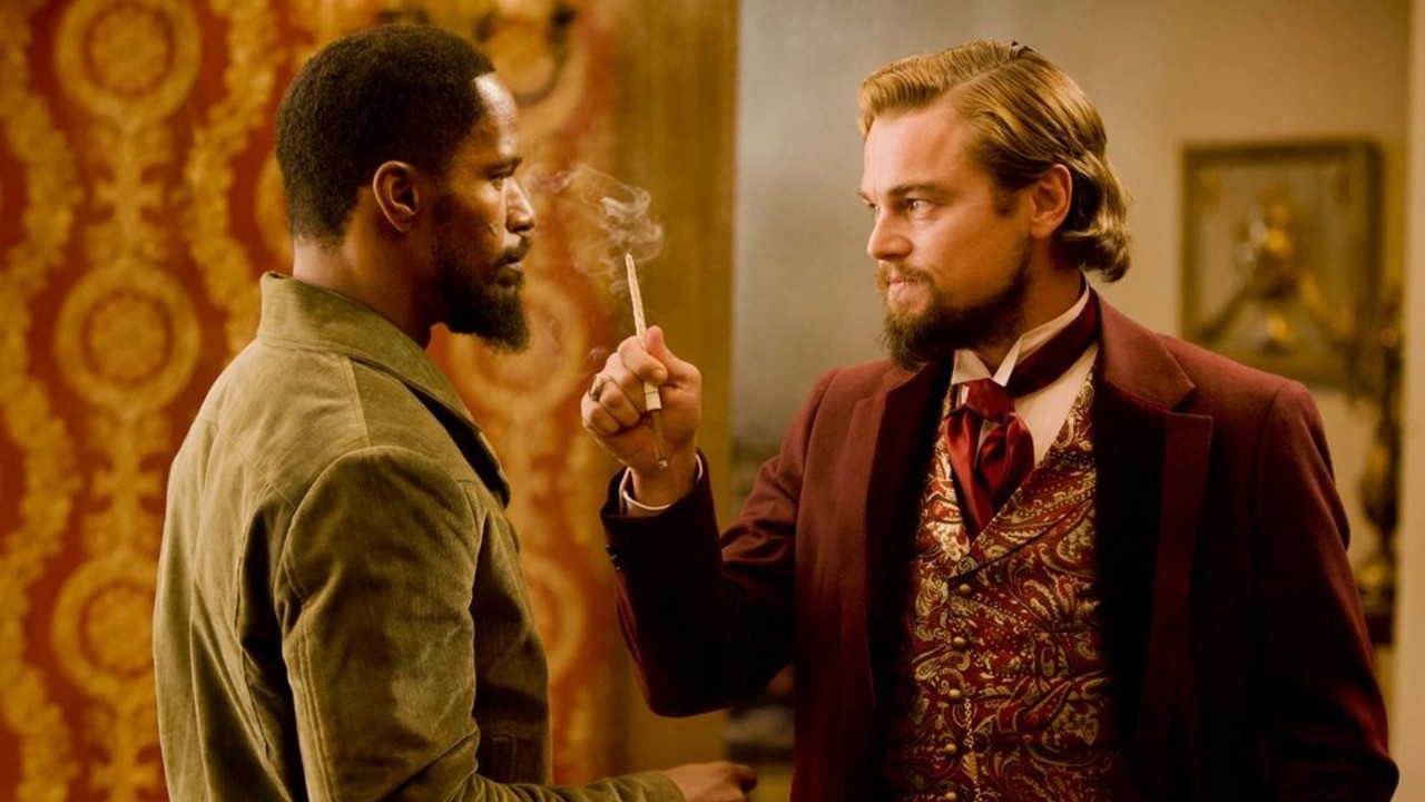 Jamie Foxx and Leonardo DiCaprio in Django Unchained (2012)