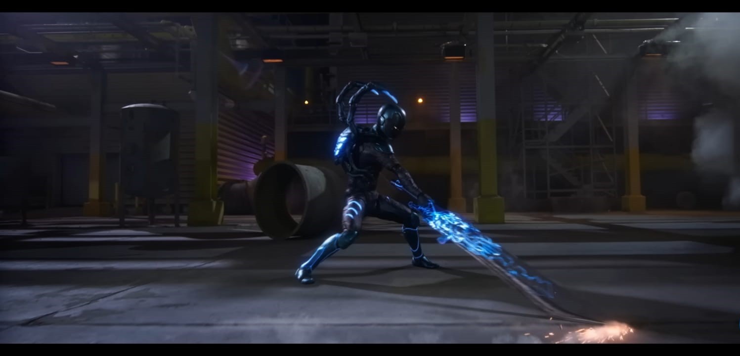 A shot from the trailer of Blue Beetles