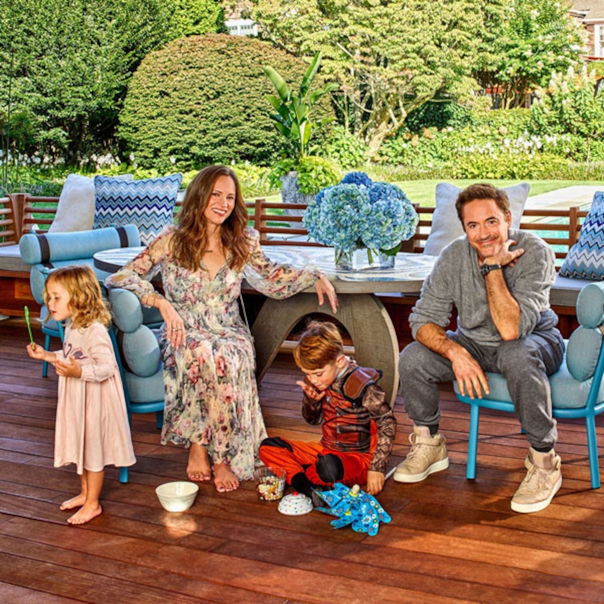 Robert Downey Jr & Susan Downey with their kids