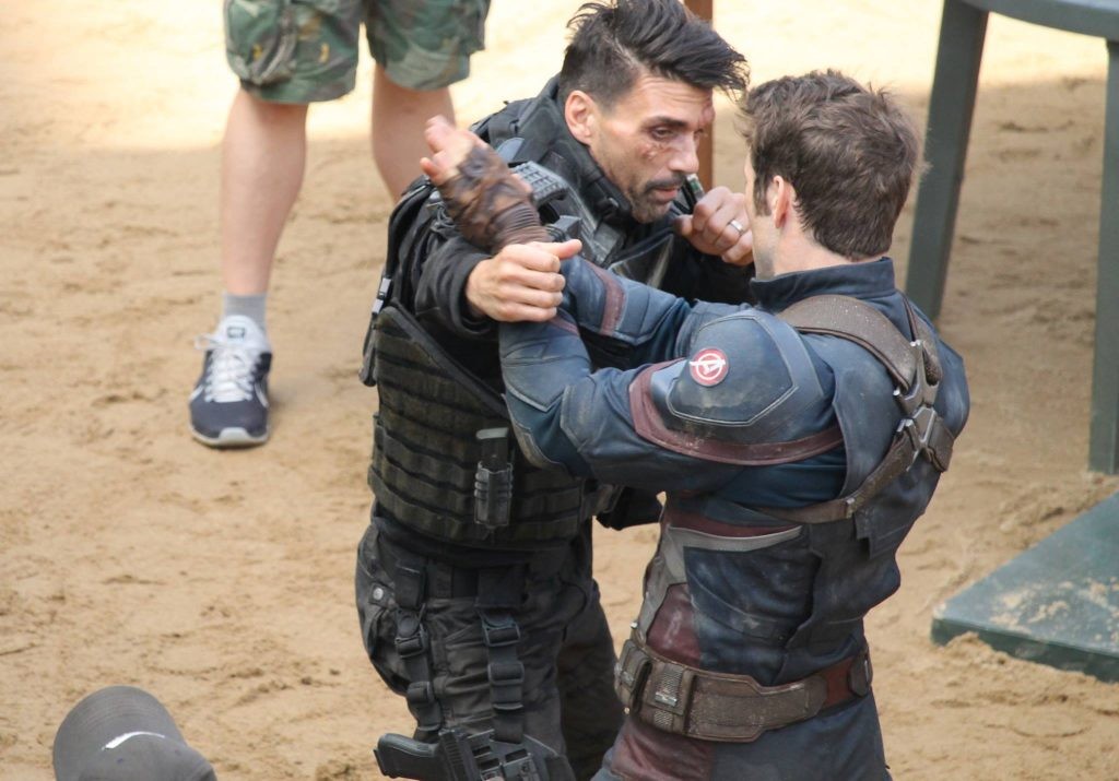 Frank Grillo on the sets of Captain America: Civil War (2016).