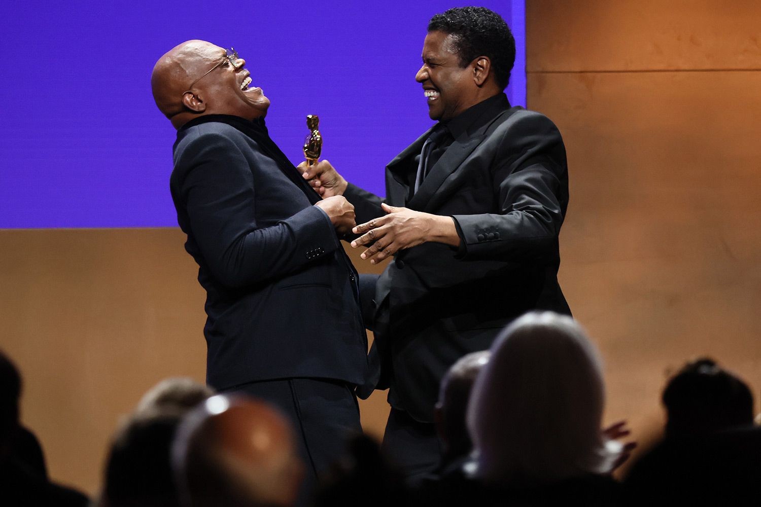 Samuel L. Jackson and Denzel Washington after the former won his honorary Oscar