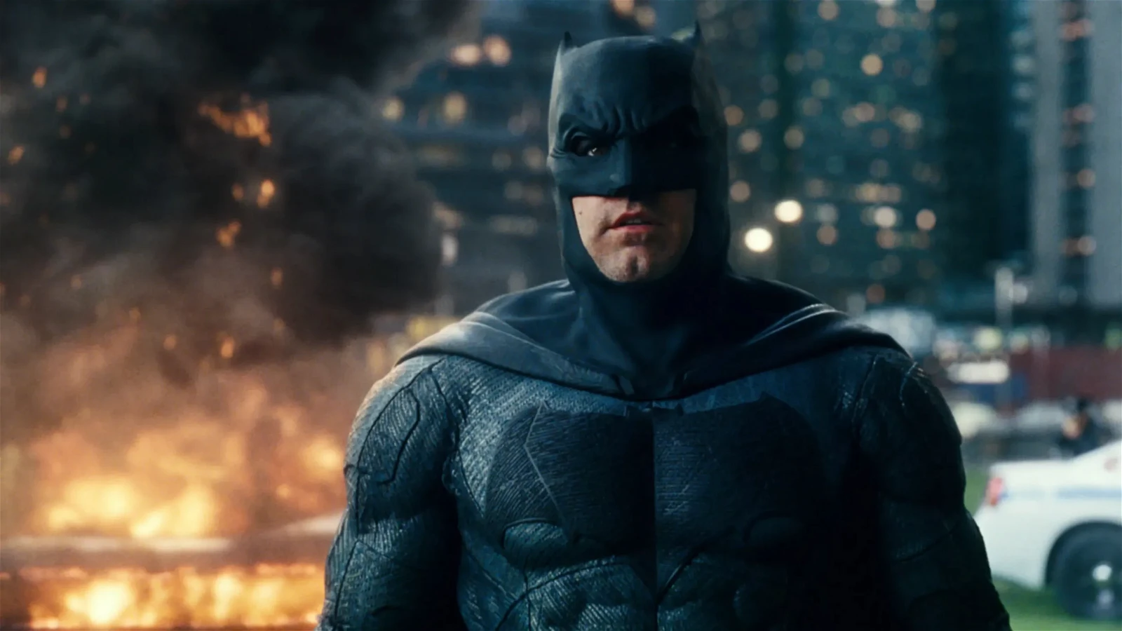 Ben Affleck as Batman in a still from Justice League 