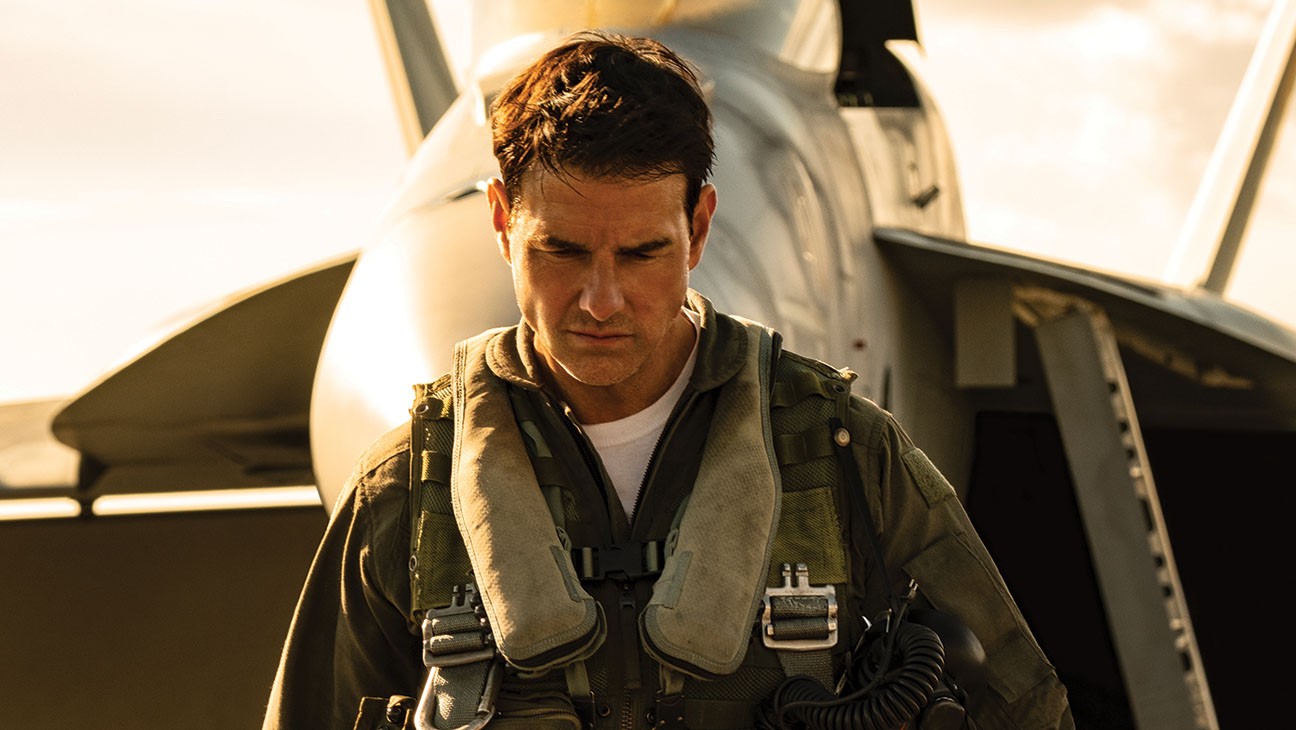 Tom Cruise as Pete "Maverick" Mitchell in Top Gun: Maverick