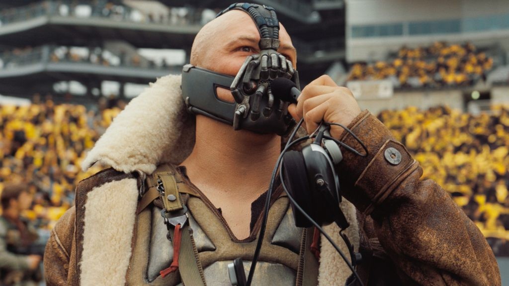 Tom Hardy as Bane in a still from The Dark Knight Rises