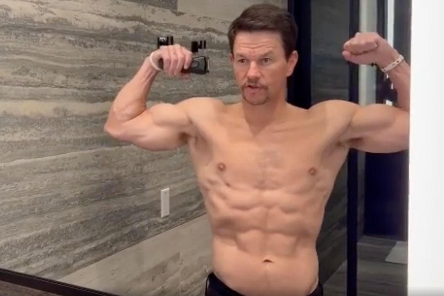 Mark Wahlberg maintains his impressive physique.