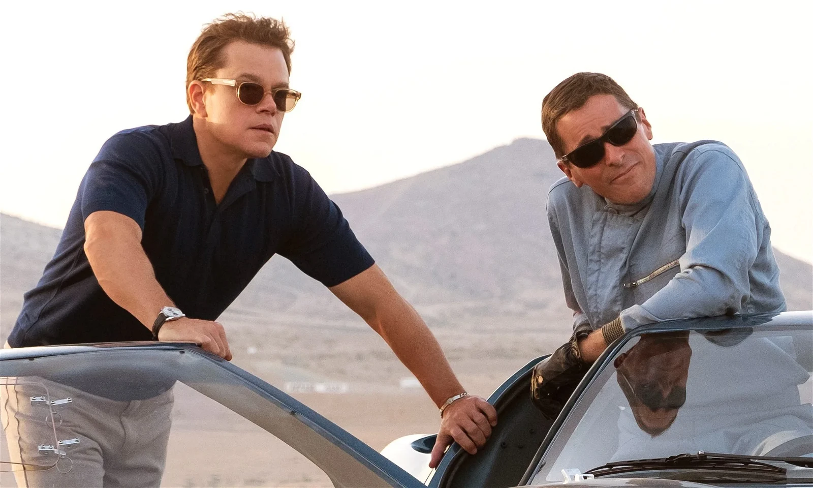 Matt Damon and Christian Bale in Ford v Ferrari | Chernin Entertainment
