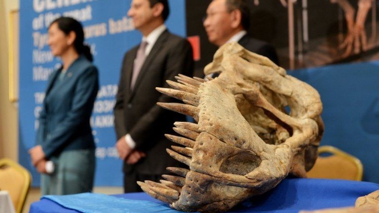 Dinosaur skull returned to Mongolian authorities