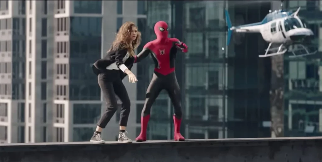 Tom Holland and Zendaya in a still from Spider-Man: No Way Home