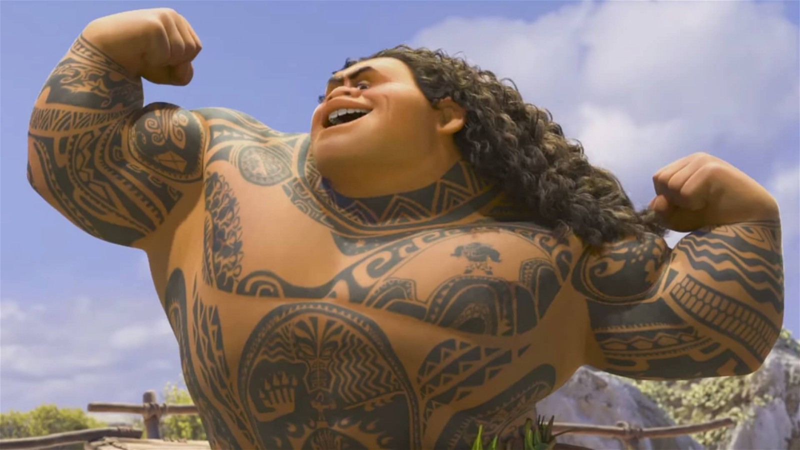 Dwayne Johnson as the voice of Maui in a still from Moana