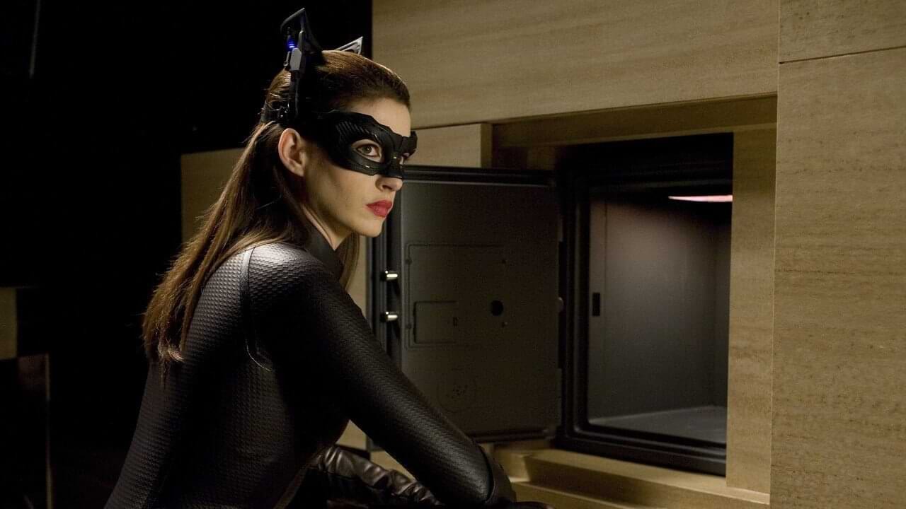 Anne Hathaway as Catwoman in The Dark Knight Rises (2012).