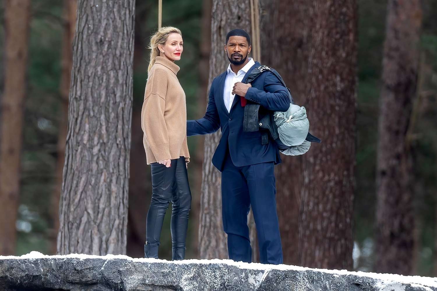 Cameron Diaz and Jamie Foxx filming Back in Action