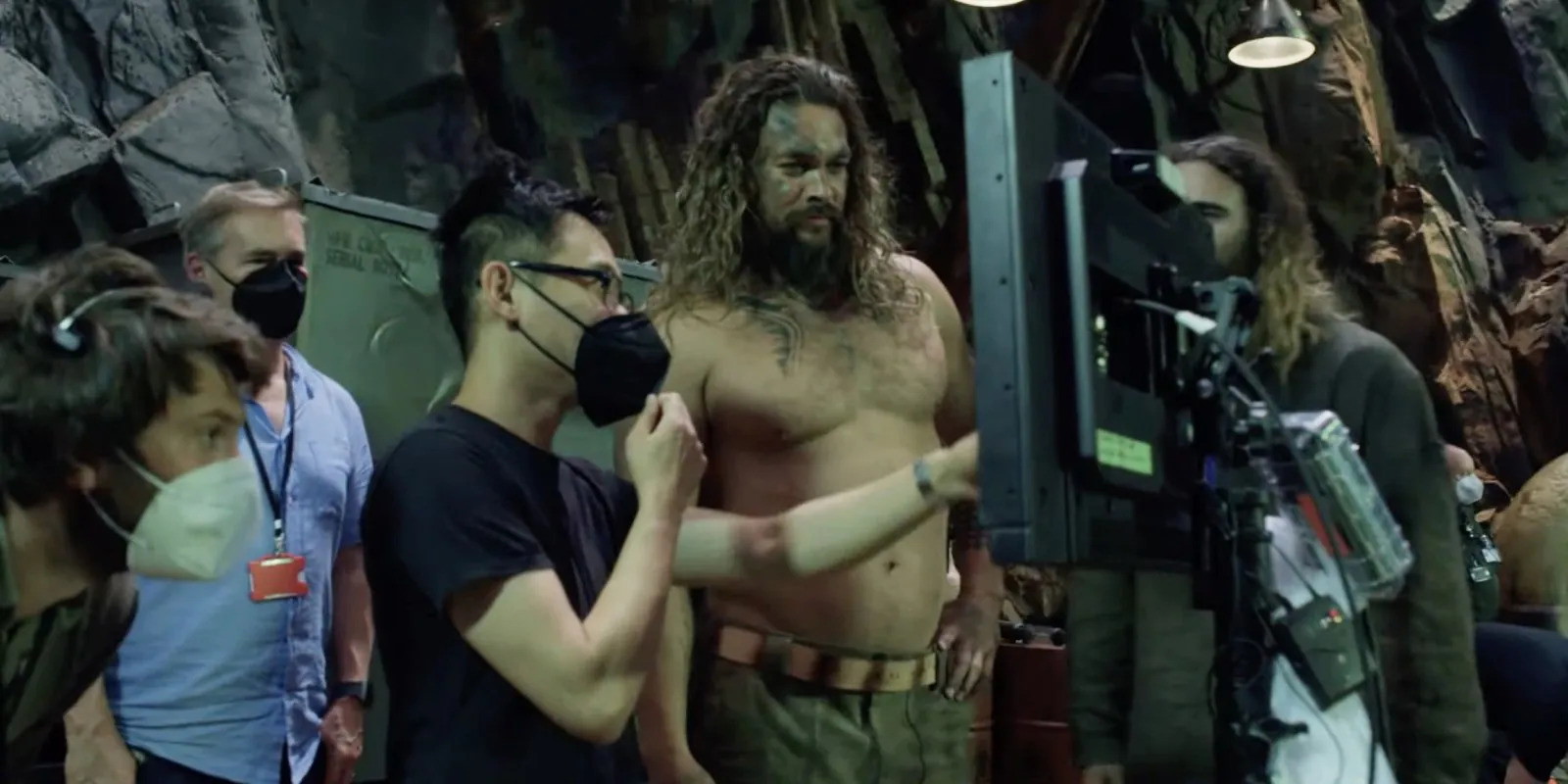 James Wan filming Aquaman 2 with lead actor, Jason Momoa