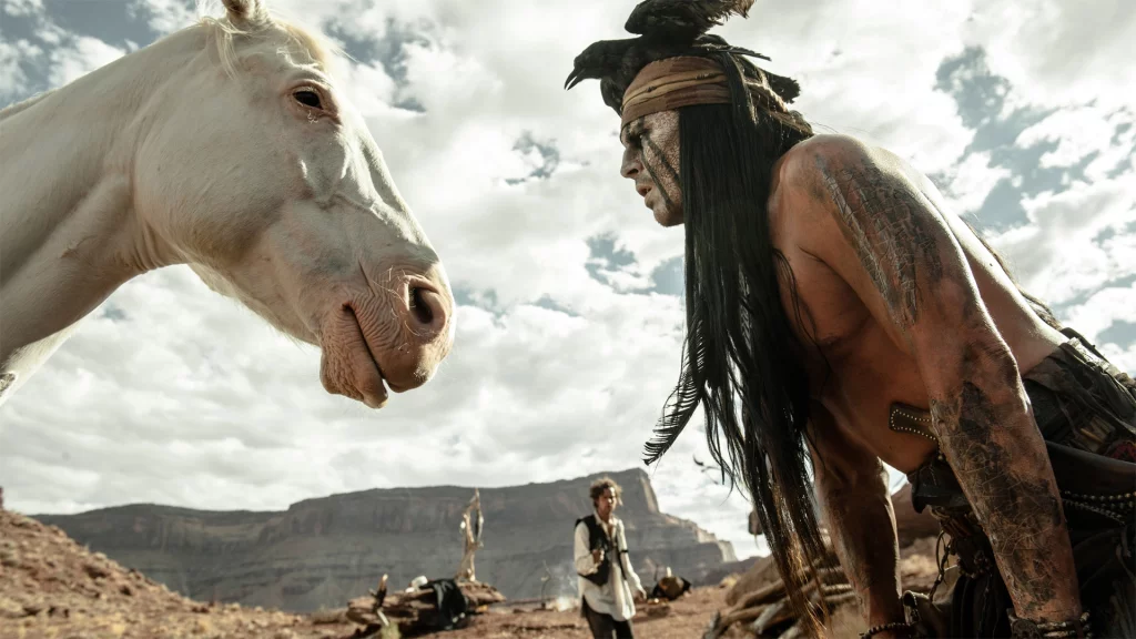 Johnny Depp in a still from Disney’s 2013 movie, The Lone Ranger.