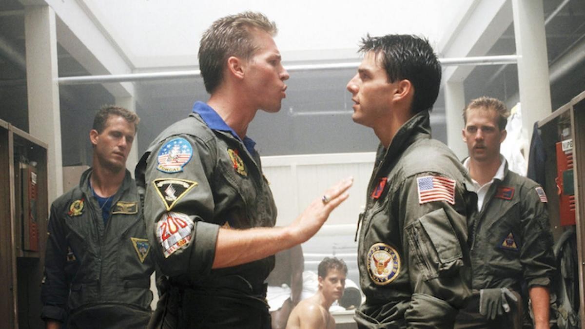 Val Kilmer and Tom Cruise in a still from Top Gun