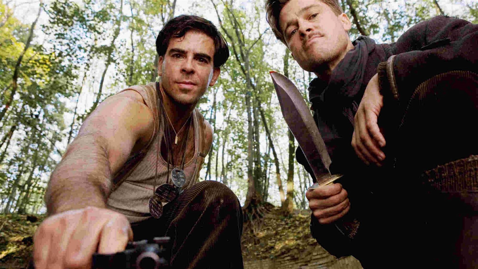 Eli Roth and Brad Pitt in Inglourious Basterds (2009)
