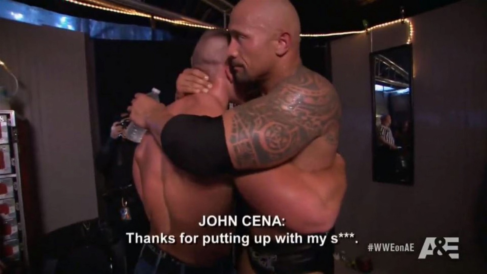 Dwayne Johnson and John Cena hash out their rivalry backstage
