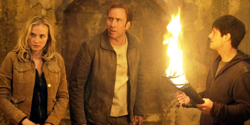 Nicolas Cage with his co-stars in National Treasure 