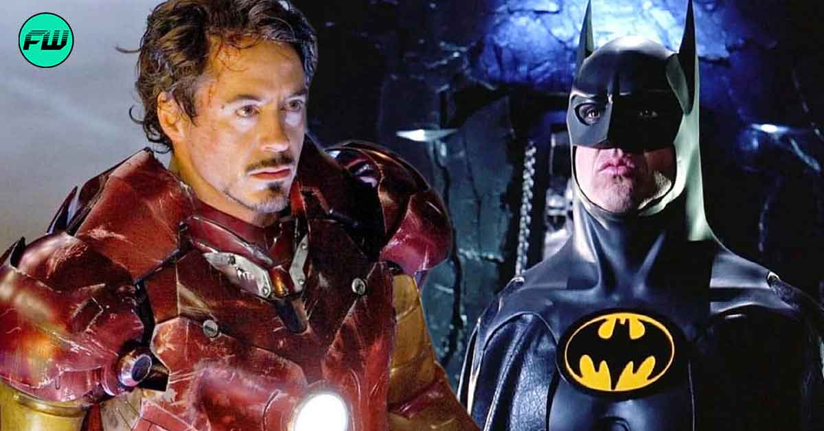 robert downey jr and michael keaton as batman